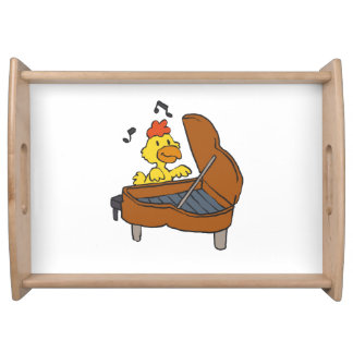 Chicken piano cartoon | Choose background color Serving Tray