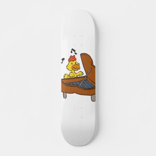 Chicken piano cartoon  Choose background color Skateboard