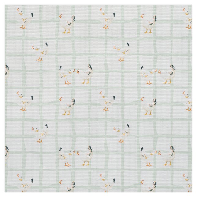 Chicken picnic checkered pattern  fabric (Swatch)