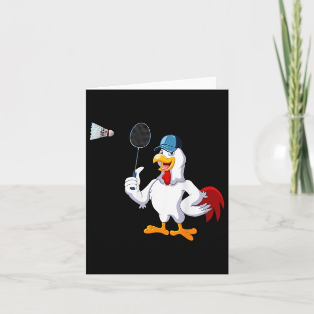 Chicken Playing Badminton Costume Badminton Player Card (Front)