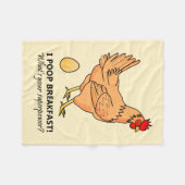 Chicken Poops Breakfast Funny Beige Fleece Blanket (Front (Horizontal))
