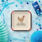 Chicken Poops Breakfast Funny Border Paper Plates (Party)