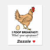 Chicken Poops Breakfast Funny Contour Cut Sticker (Sheet)