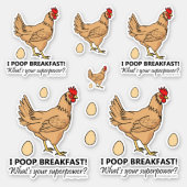 Chicken Poops Breakfast Funny Contour Cutout Sticker (Front)