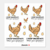Chicken Poops Breakfast Funny Contour Cutout Sticker (Sheet)