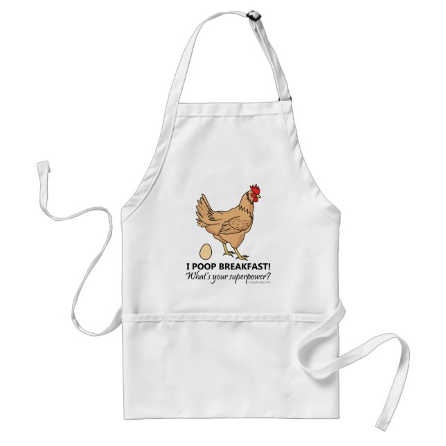 Chicken Poops Breakfast Funny Design Adult Apron (Front)