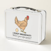 Chicken Poops Breakfast Funny Design Metal Lunch Box (Back)