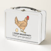 Chicken Poops Breakfast Funny Design Metal Lunch Box (Front)