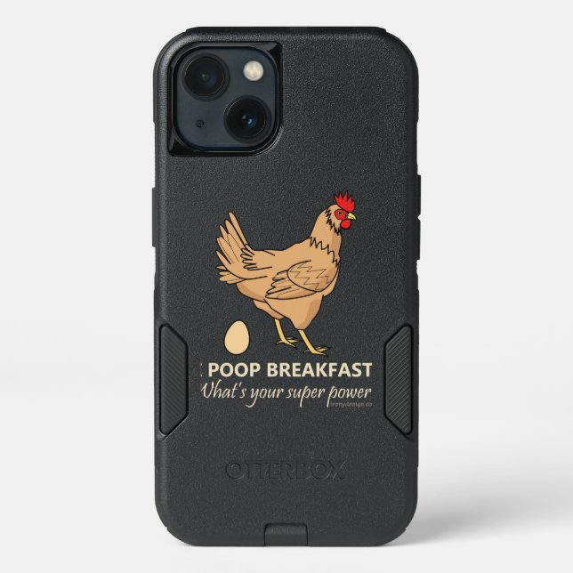 Chicken Poops Breakfast Funny Design Otterbox iPhone Case (Back)