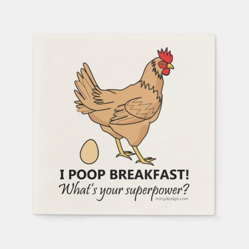 Chicken Poops Breakfast Funny Design Paper Napkins