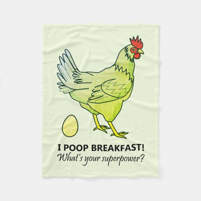 Chicken Poops Breakfast Funny Green Fleece Blanket (Front)