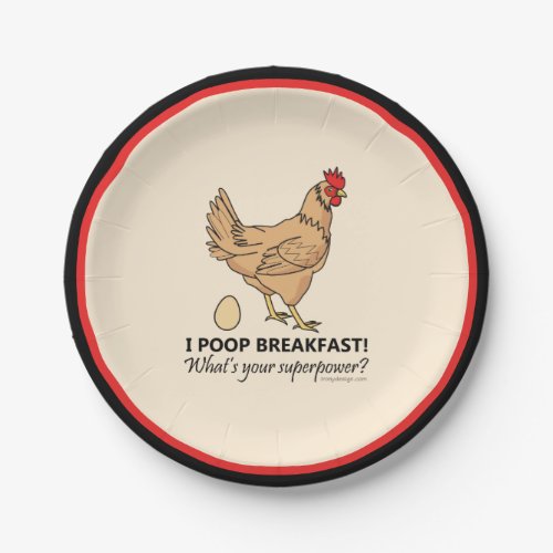Chicken Poops Breakfast Funny Paper Plates