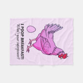 Chicken Poops Breakfast Funny pink Fleece Blanket (Front (Horizontal))