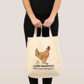 Chicken Poops Breakfast Funny Tote Bag (Front (Product))