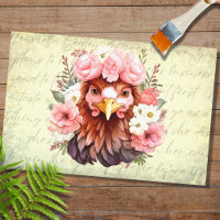 Chicken Portrait in Flowers 2 Decoupage Paper