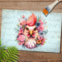 Chicken Portrait in Flowers 4 Decoupage Paper