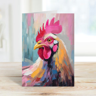 Chicken Portrait Modern Abstract Art Card