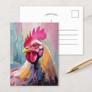 Chicken Portrait Modern Abstract Art Postcard