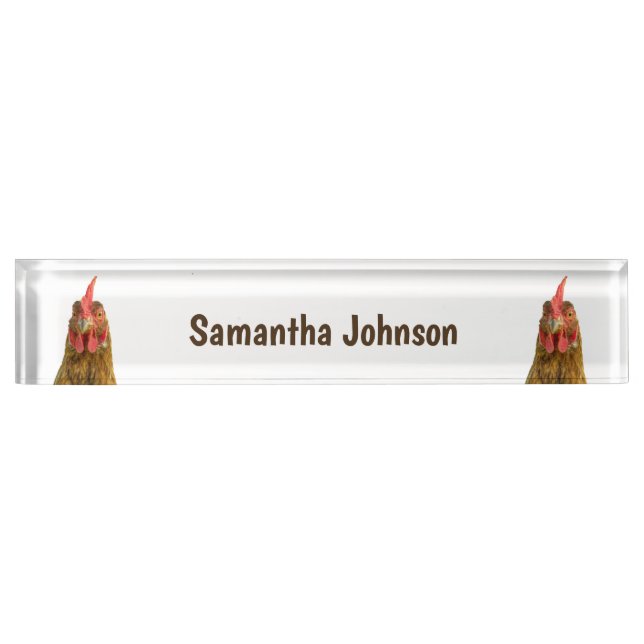 Chicken Portraits on White Desk Name Plate (Front)
