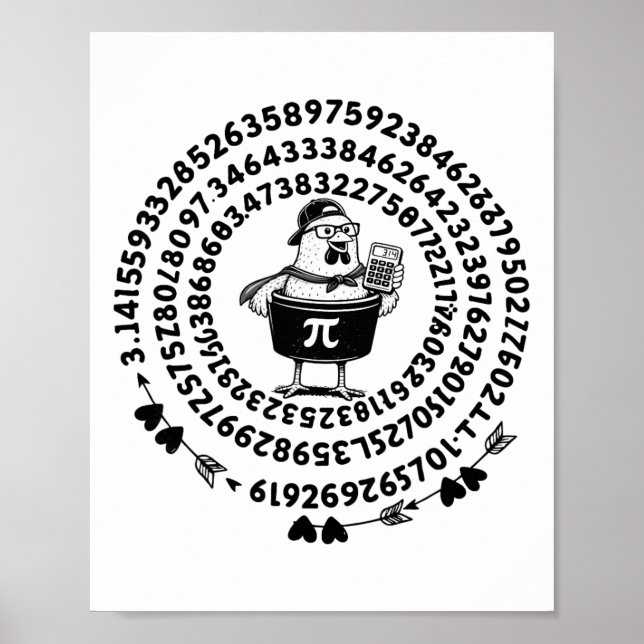Chicken Pot Holding Calculator Math Teacher Pi Day Poster (Front)