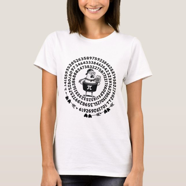 Chicken Pot Holding Calculator Math Teacher Pi Day T-Shirt (Front)