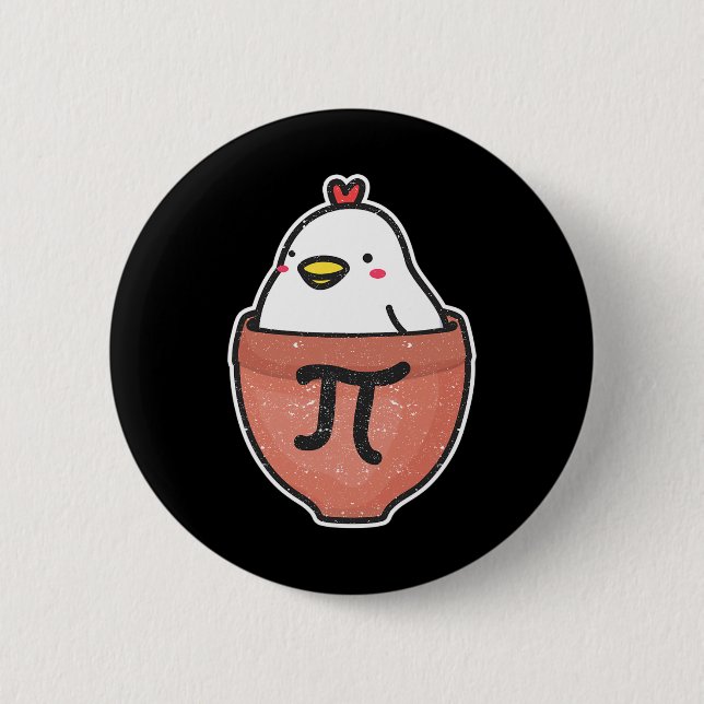 Chicken Pot Pi Day Funny Math Teacher Mathematics  Button (Front)