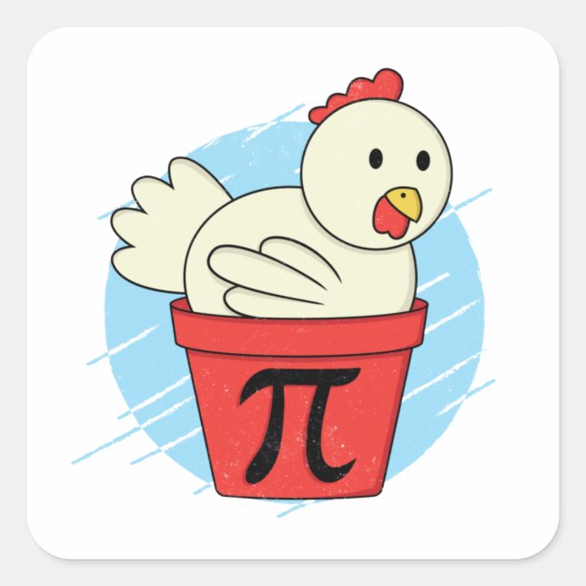 Chicken Pot Pi Funny Math Pi Day Square Sticker (Front)