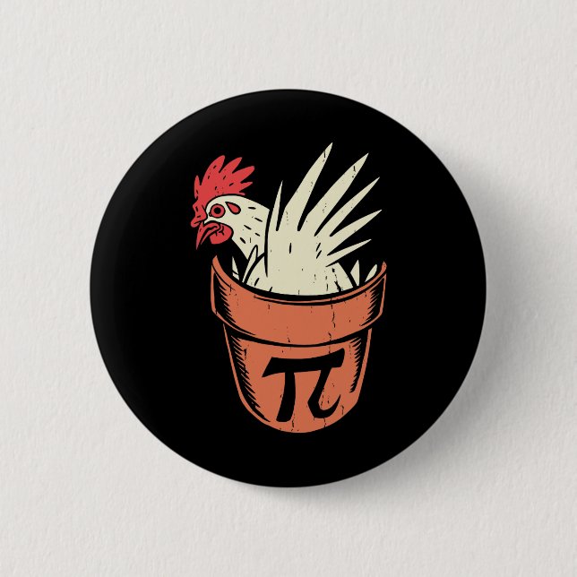 Chicken Pot Pi Funny Math Teacher Pun Pi Day  Button (Front)