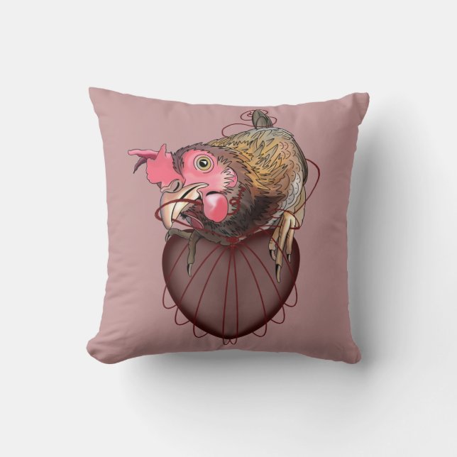 Chicken Pulling Heartstrings Throw Pillow (Front)