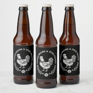 Chicken Raising & Jesus Praising Beer Bottle Label