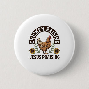 Chicken Raising Jesus Praising Vintage Farm Shirt_ Button