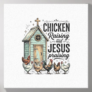 Chicken Raising Jesus Praising Vintage Farm Shirt Canvas Photo Tile