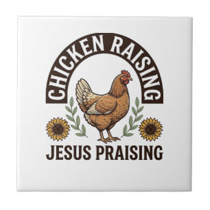 Chicken Raising Jesus Praising Vintage Farm Shirt_ Ceramic Tile
