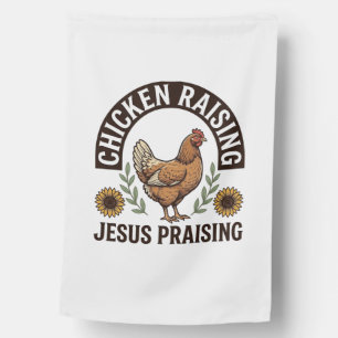 Chicken Raising Jesus Praising Vintage Farm Shirt_ House Flag