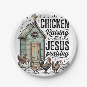 Chicken Raising Jesus Praising Vintage Farm Shirt Paper Plates