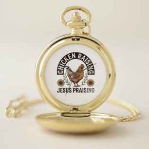 Chicken Raising Jesus Praising Vintage Farm Shirt_ Pocket Watch