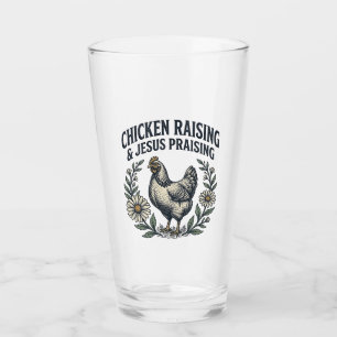 Chicken Raising & Jesus Praising Vintage Hen Glass
