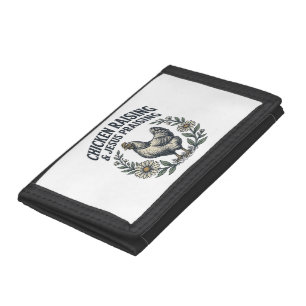 Chicken Raising & Jesus Praising Vintage Hen Tri-fold Wallet