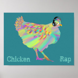 Chicken Rap Funny Meat Free Vegan Music Animal Art Poster