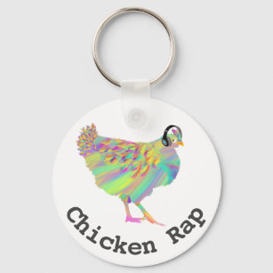 Chicken Rap Funny Meat Free Vegan Music Hen Humour Keychain