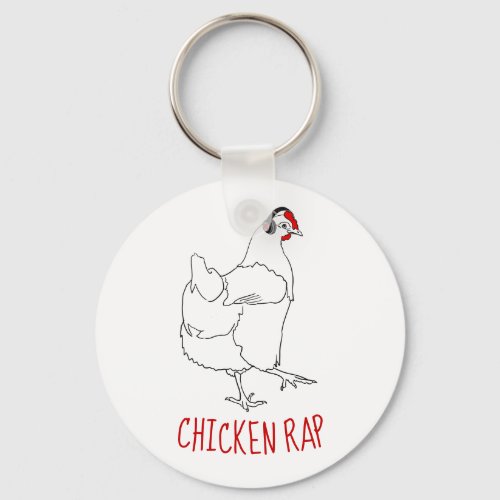 Chicken Rap Meat Free Funny Animal Art Vegan Humor Keychain