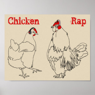 Chicken Rap Meat Free Funny Animal Art Vegan Humor Poster