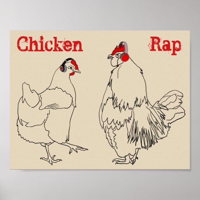 Chicken Rap Meat Free Funny Animal Art Vegan Humor Poster (Front)