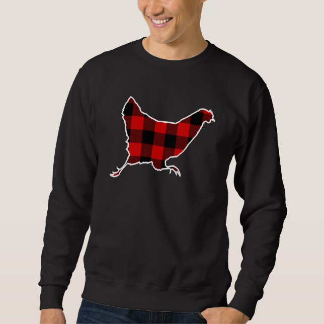 Chicken Red Buffalo Plaid Hen Fowl Matching Pj Fam Sweatshirt (Front)