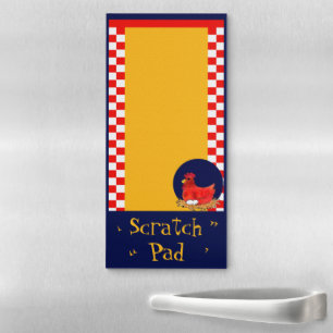 Chicken Red Checker Scratch Magnetic Notepad