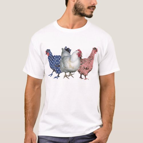 Chicken Red White Blue American Flag  Patriotic  T_Shirt
