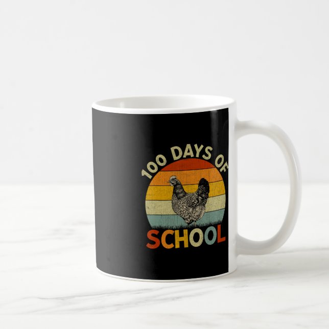 Chicken Retro Boys Girls Teachers 100th Day of Sch Coffee Mug (Right)
