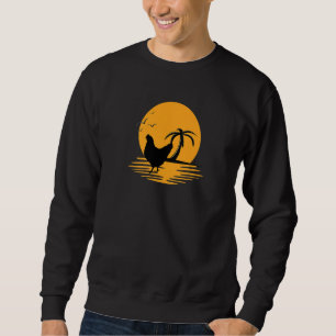 Chicken  Retro Sunset  Funny Farmer Sweatshirt