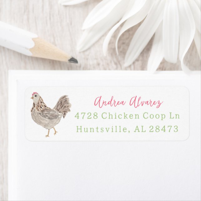 Chicken Return Address Label - Hen Address Label (Insitu)