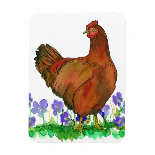 Chicken Rhode Island Red Watercolor Bird Magnet